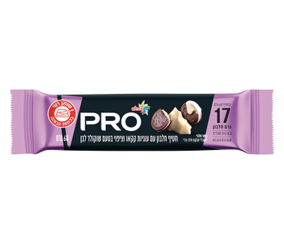 חטיף חלבון PRO עם עוגיות קקאו וציפוי בטעם שוקולד לבן